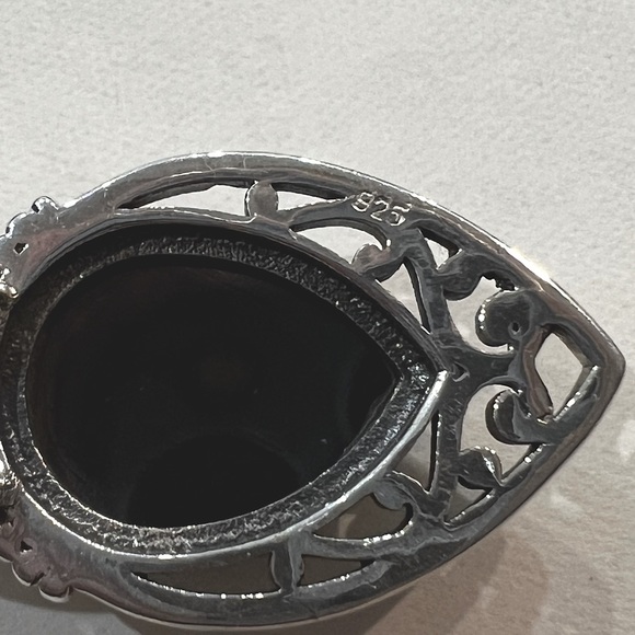 Sterling Silver SILVER Shungite Butterfly Bale Pendant Necklace - Picture 12 of 13